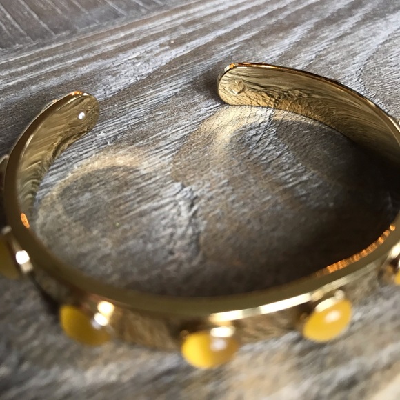 Gold-Tone Bezel Stone Cuff Bracelet in Yellow - Picture 3 of 3